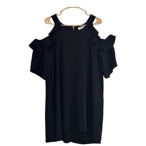 Umgee Black Peekaboo Ruffled Sleeve Dress Exposed Zipper Size L